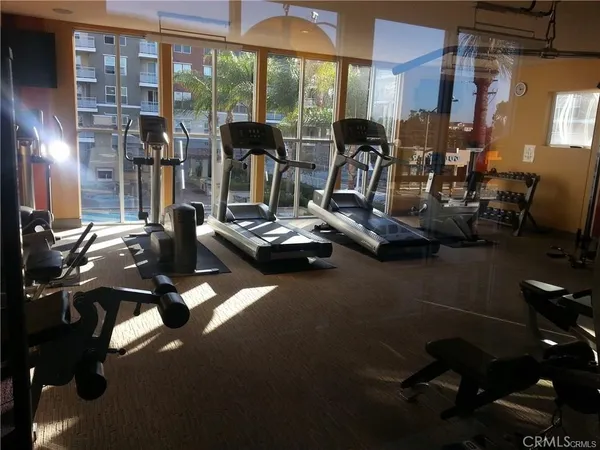 a room with gym equipment