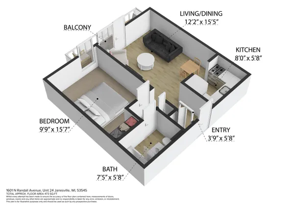 $1,325 | 1601 North Randall Avenue, Unit 8, Janesville, WI 53545