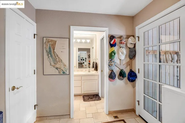 a pool with table and chairs