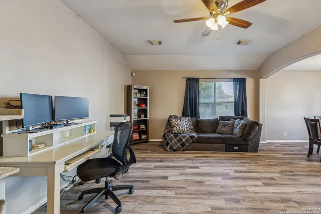 a living room with furniture