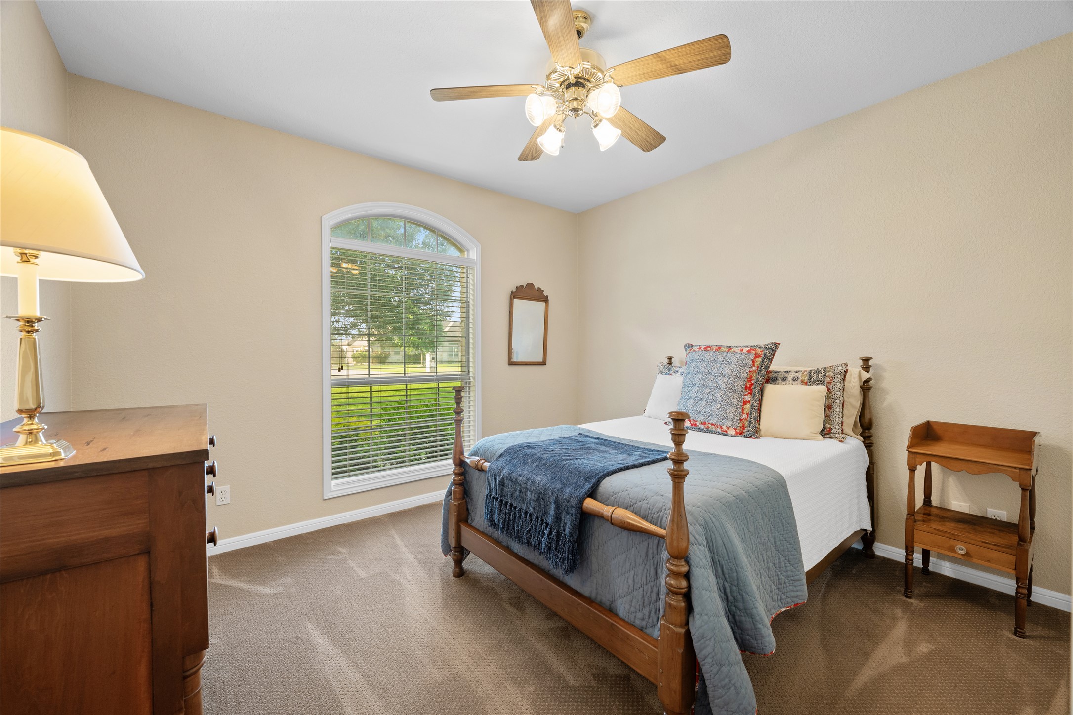 266 Courtnee's Way Georgetown, TX 78626 - Photo 21 of 40 Bedroom high ceiling, front yard view and spacious closet.
