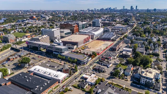 an aerial view of a city