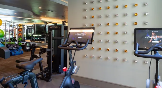 a view of a room with gym equipment