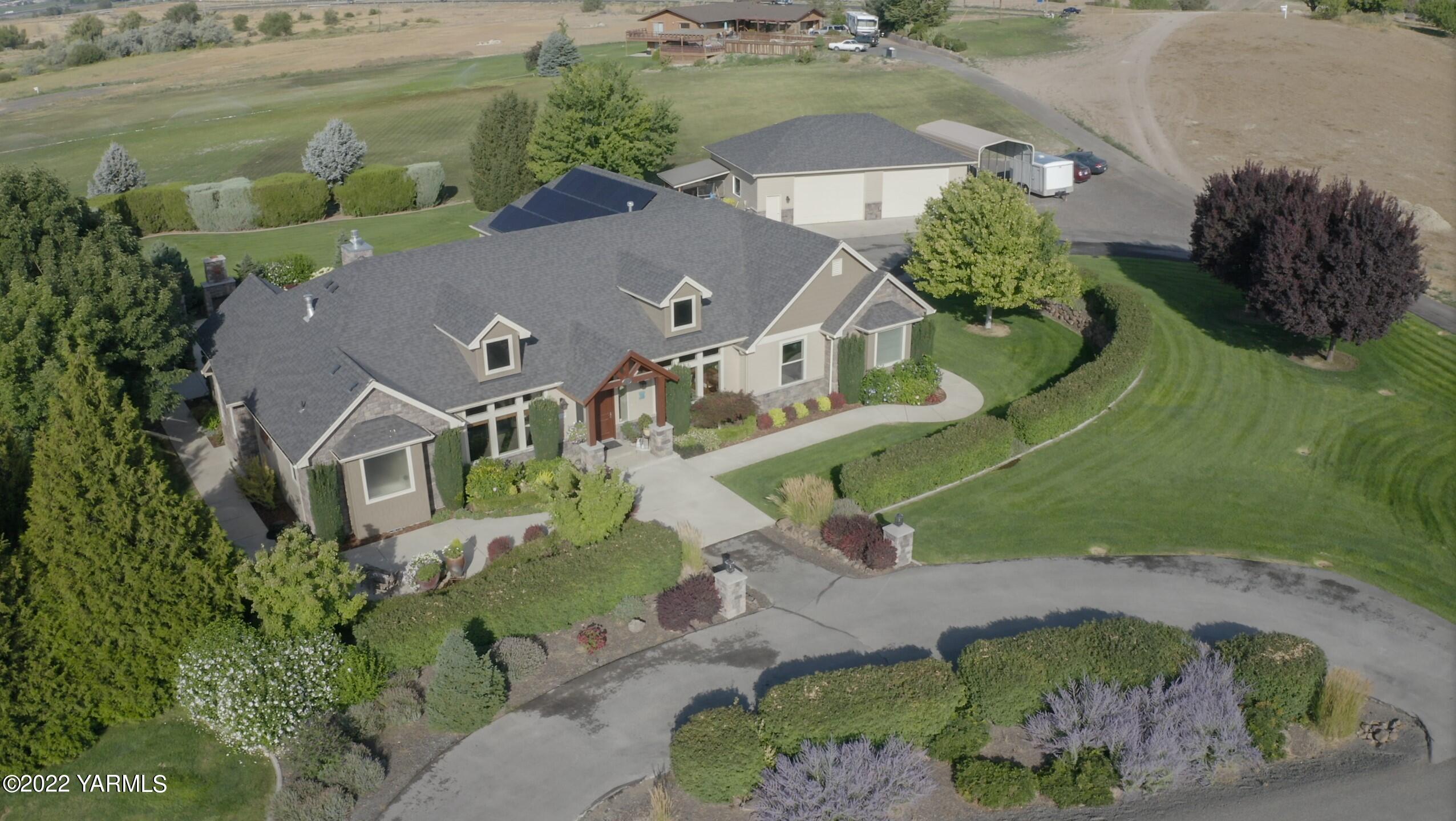 an aerial view of a house