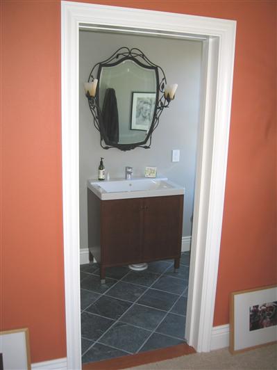 Mater Bath with Slate Floors & Pocket Door