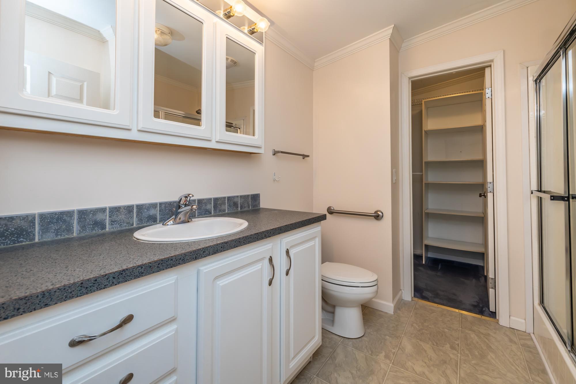 81 Westin Road Douglassville, PA 19518 - Photo 23 of 45 a bathroom with a granite countertop sink and a toilet