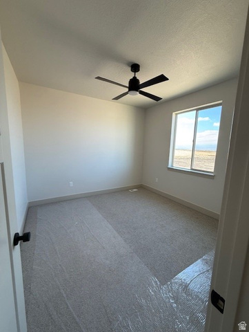 533 West S Temple Street, Unit 309 Tooele, UT 84074 - Photo 19 of 24 Unfurnished room featuring light colored carpet, a textured ceiling, and a ceiling fan