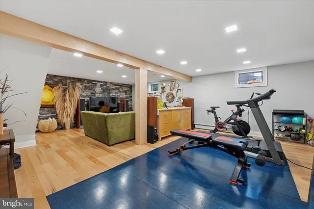 a view of a room with gym equipment