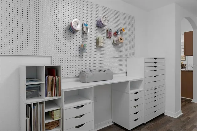 a view of swimming pool with a garden