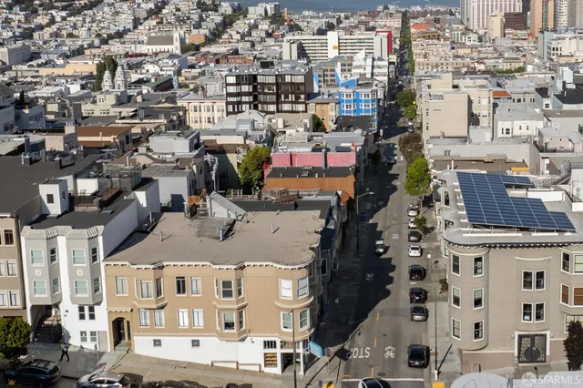an aerial view of a city