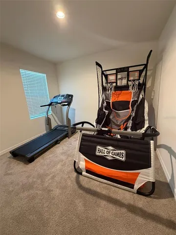 a room with gym equipment