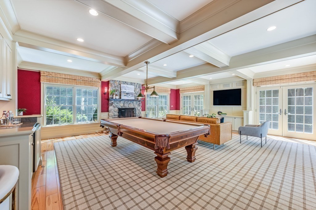 758 South Street Needham, MA 02492 - Photo 4 of 30 a living room with furniture pool table flat screen tv and windows