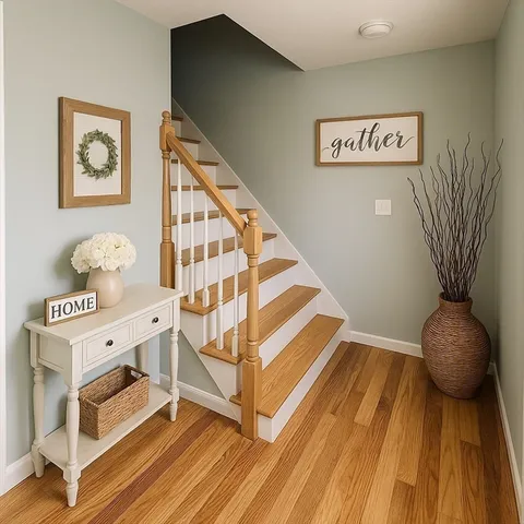 a view of entryway with wooden floor