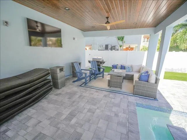 a living room with furniture