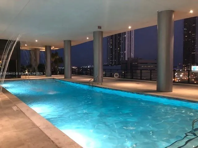 a view of a lobby with a tv