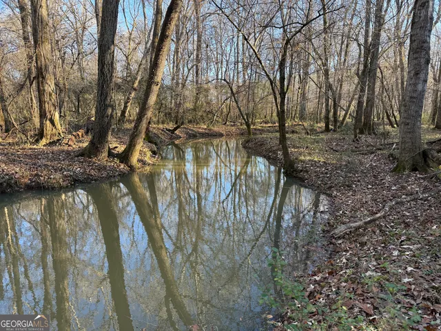 a view of a lake with trees