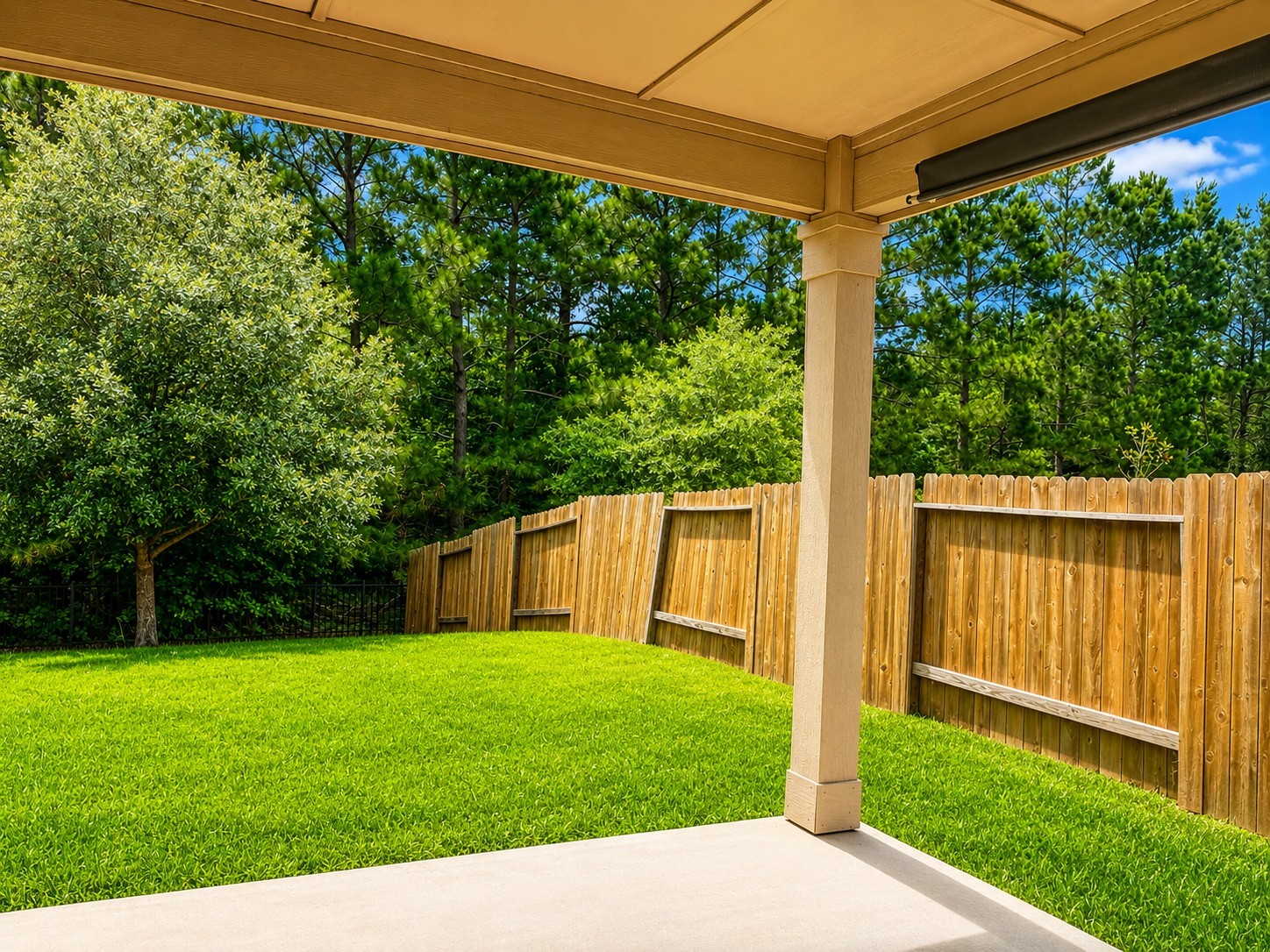 7599 Fettle Lane Conroe, TX 77304 - Photo 12 of 15 a view of backyard with a small cabin