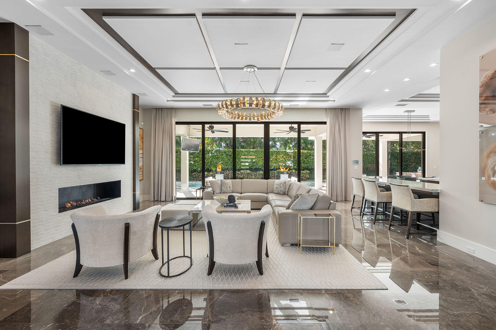 252 South Silver Palm Road Boca Raton, FL 33432 - Photo 14 of 90 a living room with fireplace furniture and a flat screen tv