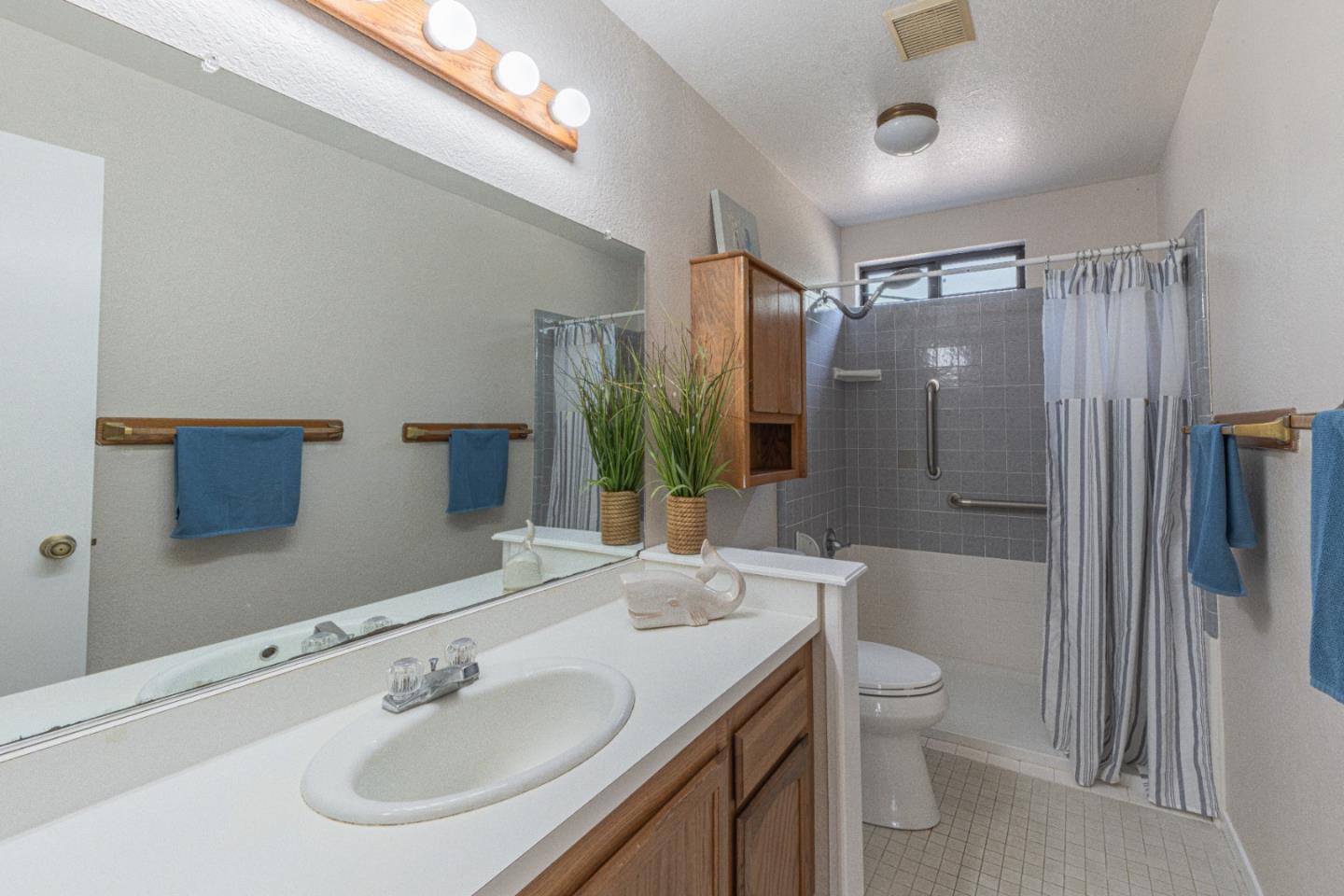 6959 Valle Pacifico Road Salinas, CA 93907 - Photo 29 of 45 a bathroom with a sink toilet a mirror and shower
