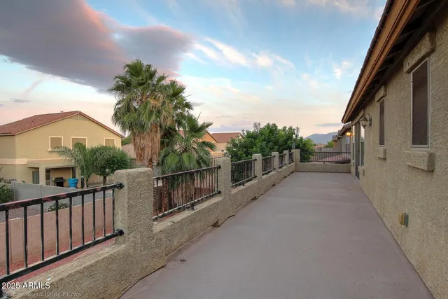 a view of a balcony with an outdoor space