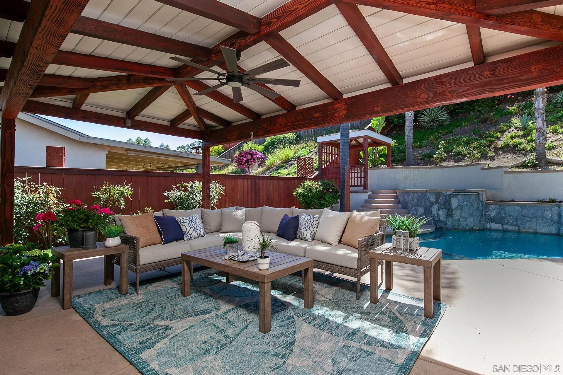 10371 Strathmore Drive Santee, CA 92071 - Photo 43 of 58 a outdoor living space with furniture and garden view