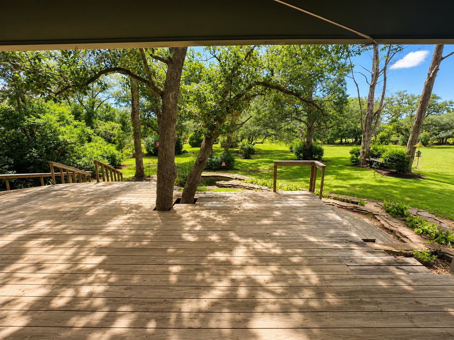 139 Zubicek Road Cat Spring, TX 78933 - Photo 8 of 13 8 Entertainment Deck & Backyard View
