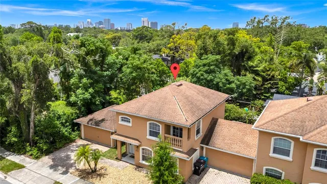 an aerial view of a house