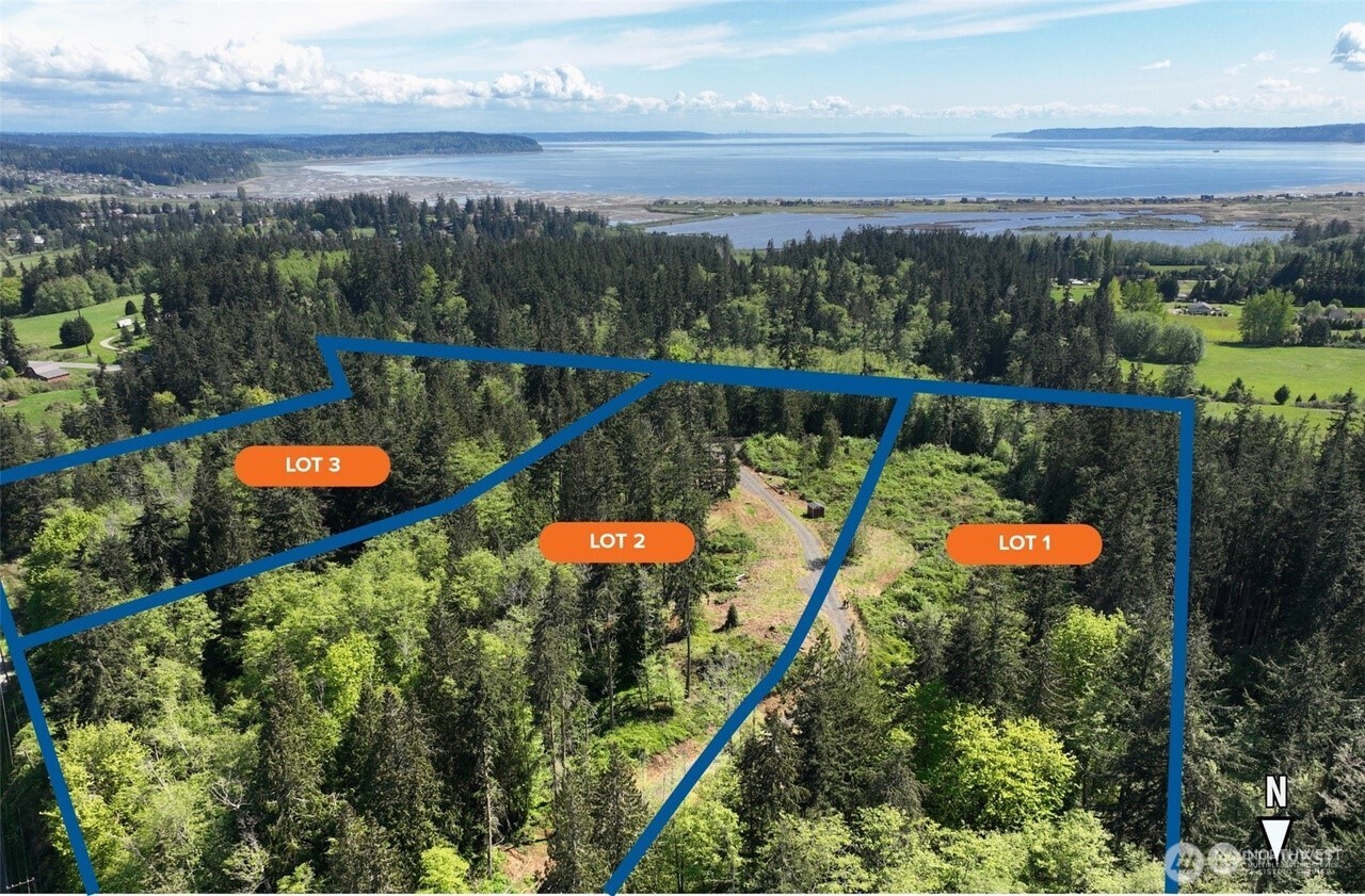 2150 Newman Road Langley, WA 98260 - Photo 4 of 12 an aerial view of a houses with a yard and lake view