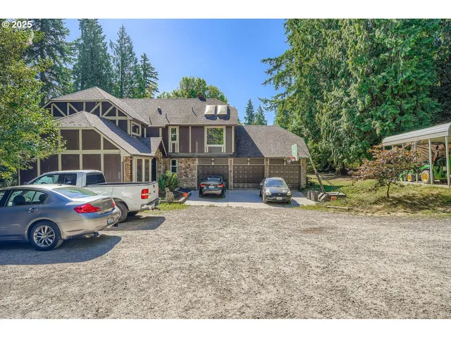 a car parked in front of a house