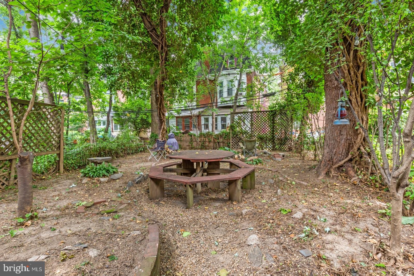 4713 Baltimore Avenue, Unit 1 Philadelphia, PA 19143 - Photo 16 of 22 a view of a backyard with table and chairs potted plants and large tree