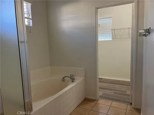 a bathroom with a bathtub