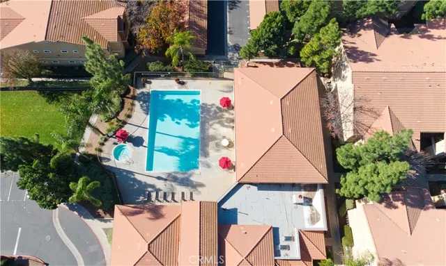 an aerial view of a house