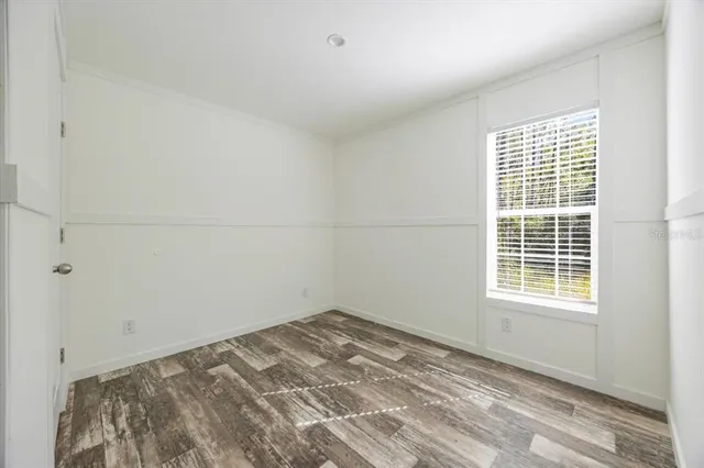 a view of a room with a window