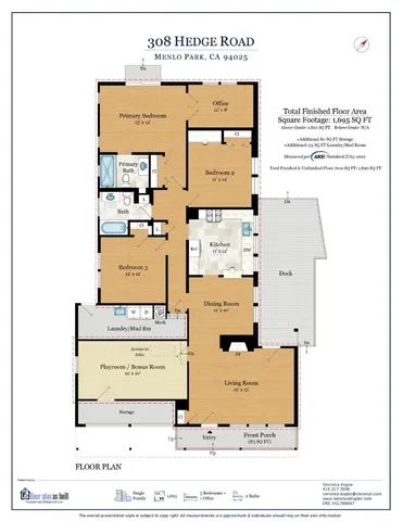 $2,095,000 | 308 Hedge Road, Menlo Park, CA 94025