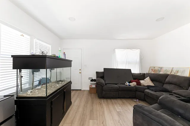 a living room with furniture and a couch