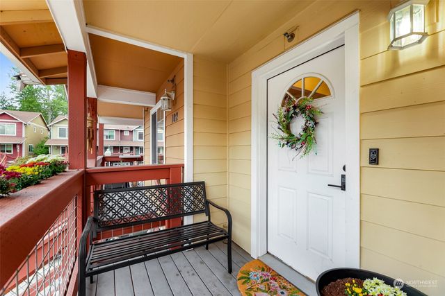 a view of a house and dining room