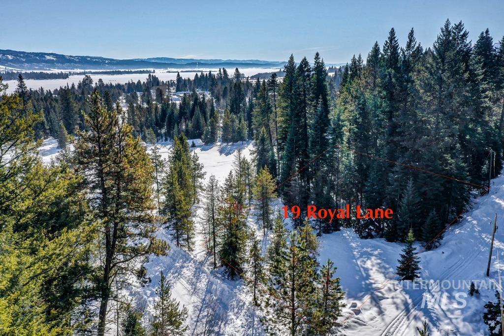 19 Royal Lane Donnelly, ID 83615 - Photo 5 of 8 Snowy aerial view with a wooded view and a mountain view