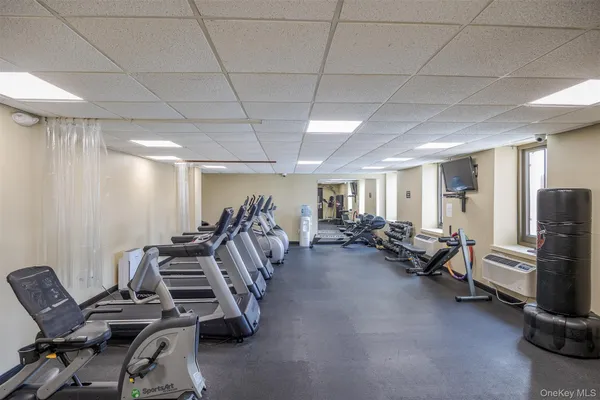 a view of a room with gym equipment