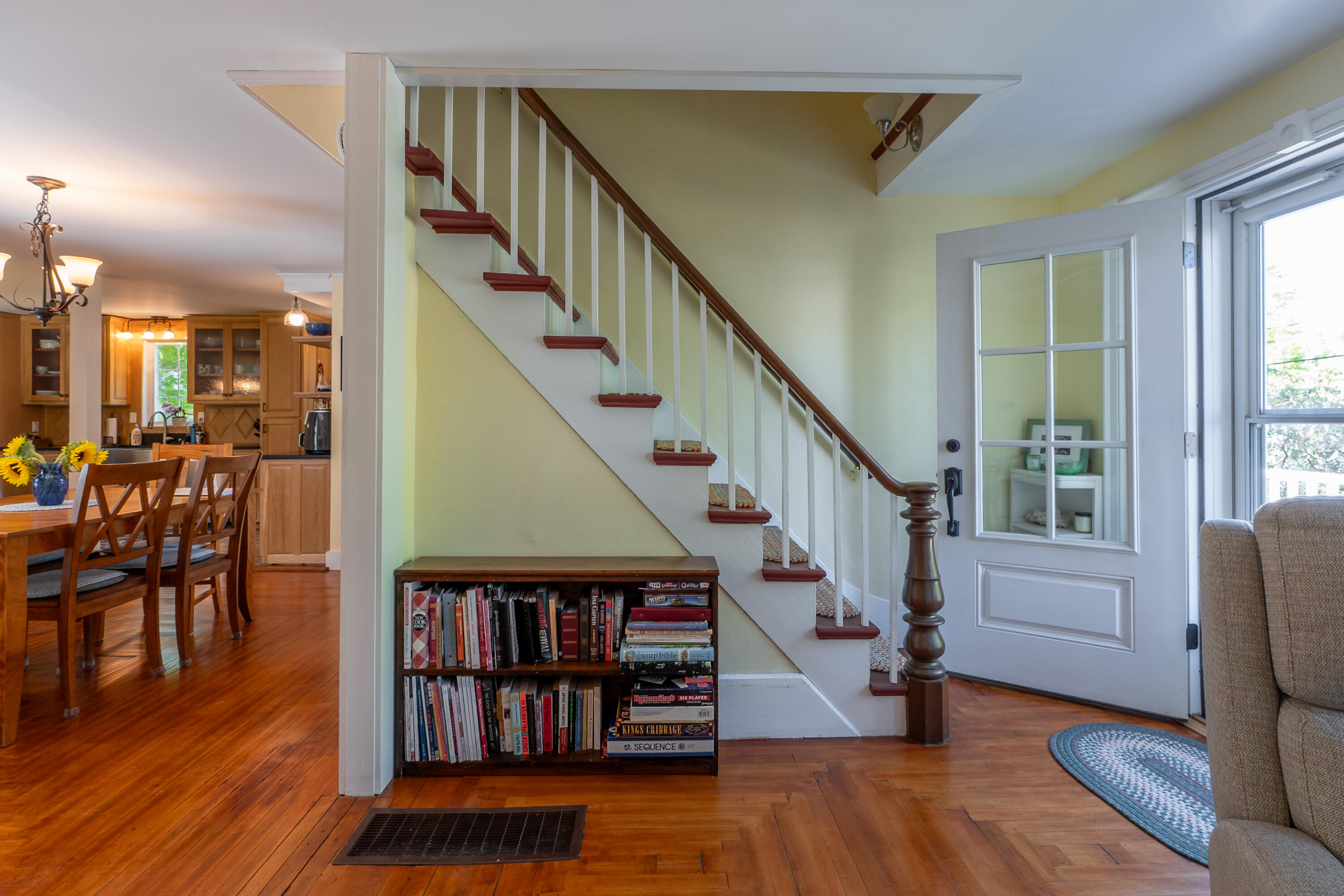 538 Ocean Point Road Boothbay, ME 04544 - Photo 20 of 40 Living Room to Front Entry,Stairway