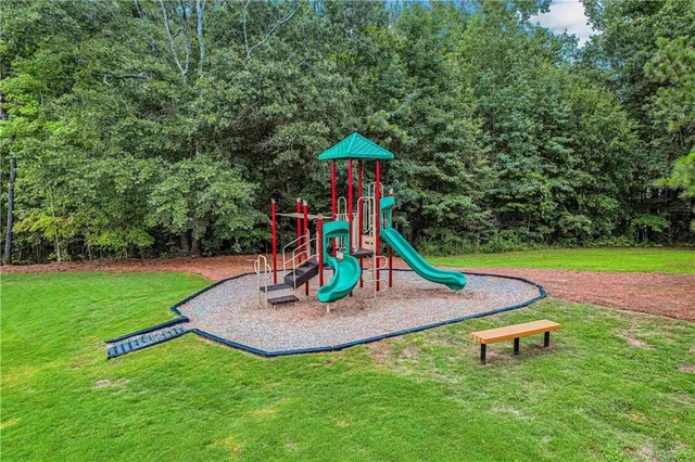 a view of a park with slide