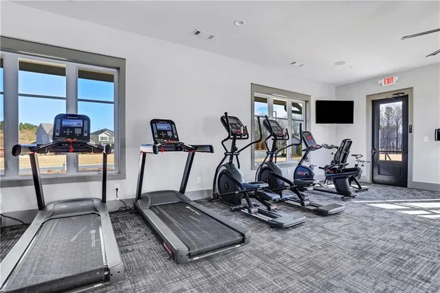 a view of a room with gym equipment