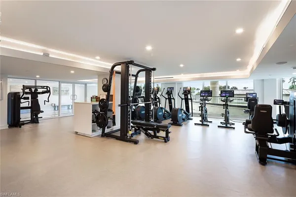 a view of a room with gym equipment