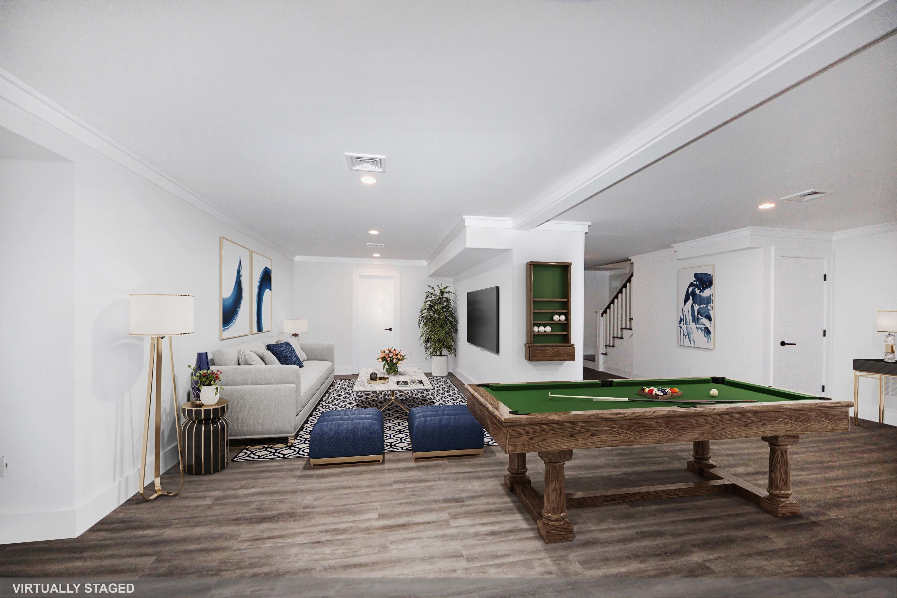 11 Rocaton Road Darien, CT 06820 - Photo 32 of 38 a living room with furniture pool table and rug