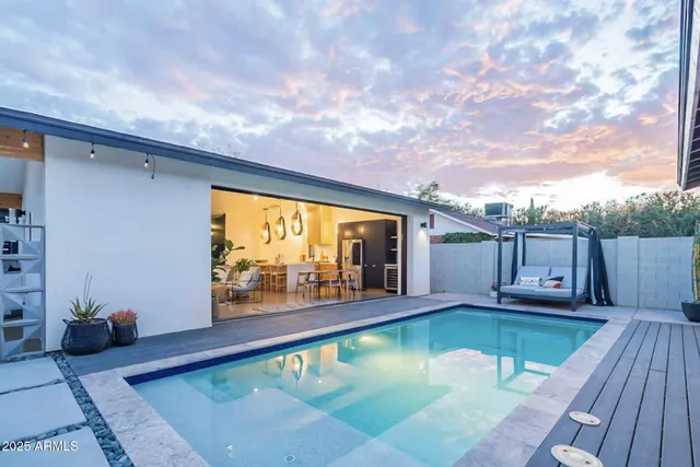 a table and chairs in a room