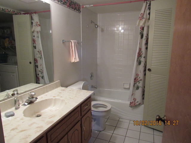 10640 Ridgeland Avenue, Unit 2A Chicago Ridge, IL 60415 - Photo 14 of 15 a bathroom with a granite countertop sink toilet and shower