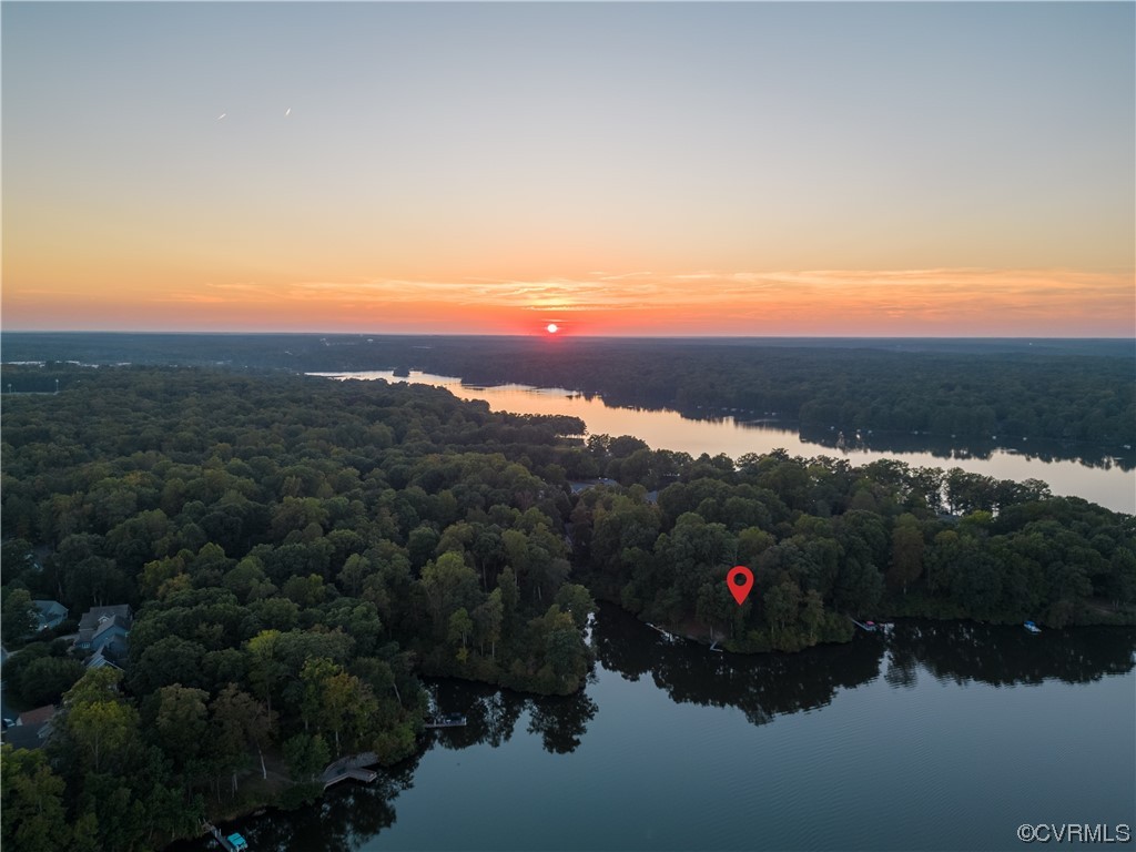 5623 Promontory Pointe Road Midlothian, VA 23112 - Photo 1 of 50 Aerial view at dusk featuring a water view