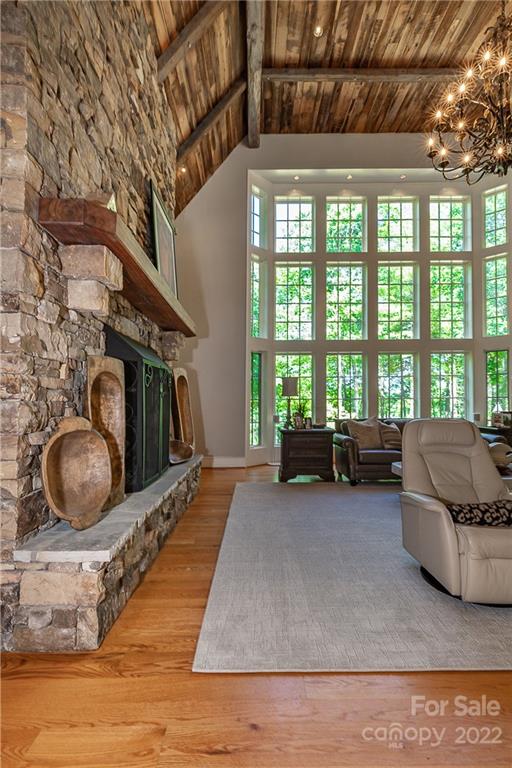 146 Allison Creek Trail Brevard, NC 28712 - Photo 6 of 48 a living room with furniture and a fireplace
