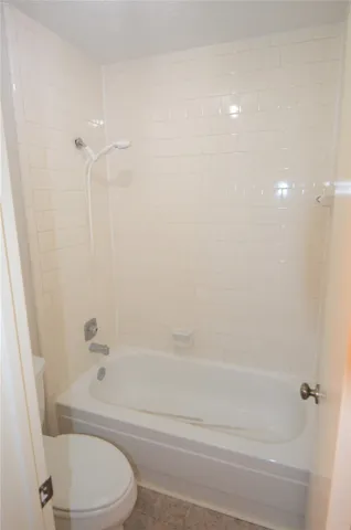 a bathroom with a toilet and a bathtub