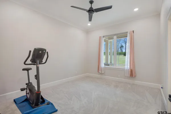 a room with gym equipment