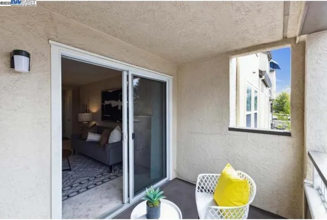 a view of a bedroom from a bedroom